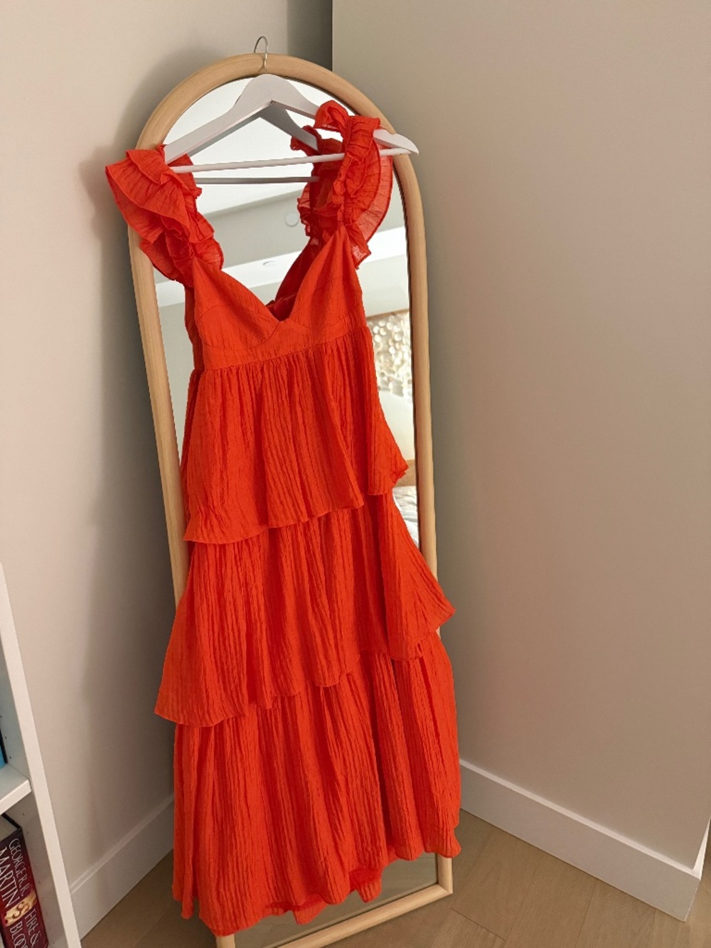 Orange/red ruffled maxi dress